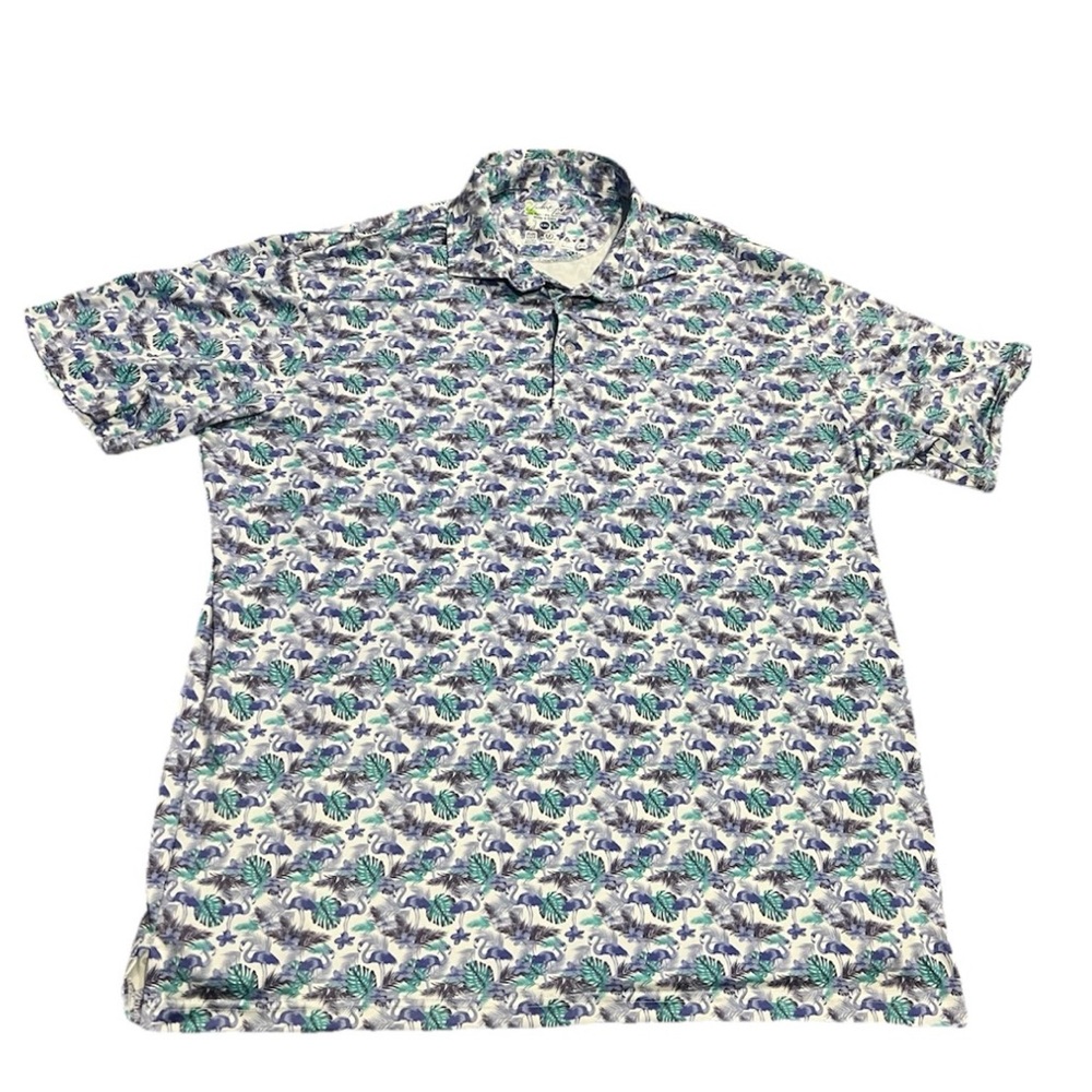 TailorByrd Flamingo Tropical Golf Polo Shirt Men’s XXL Stretch SPF 30 NWOT